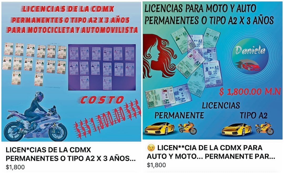 Perfiles de Facebook prometen licencias legales y entregarlas en estaciones del Metro o Metrobús. Imagen: Especial