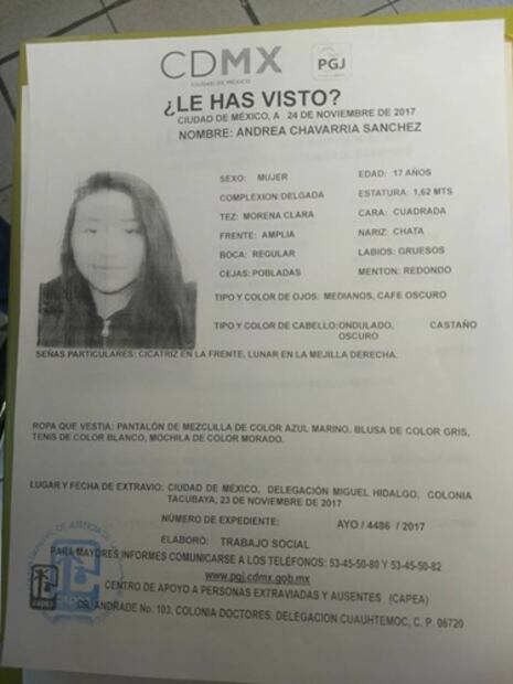 Reportan a joven desaparecida en la colonia Tacubaya