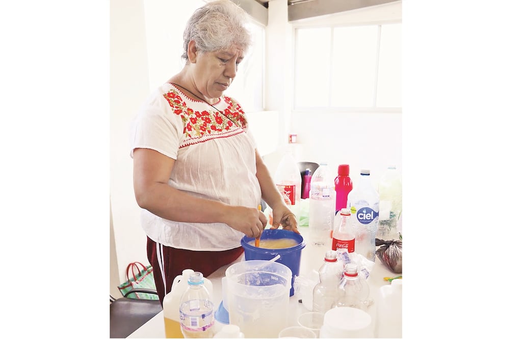 El taller. Un grupo de 35 mujeres aprendió a elaborar shampoo, cremas, exfoliantes, rímel y labiales. Foto: ESPECIAL