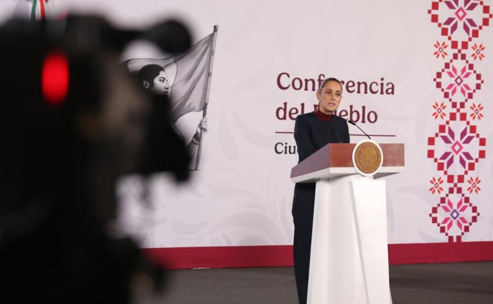 Presidenta Claudia Sheinbaum Pardo durante su conferencia de prensa desde Palacio Nacional este viernes 14 de agosto del 2026. Foto: Carlos Mejía / EL UNIVERSAL