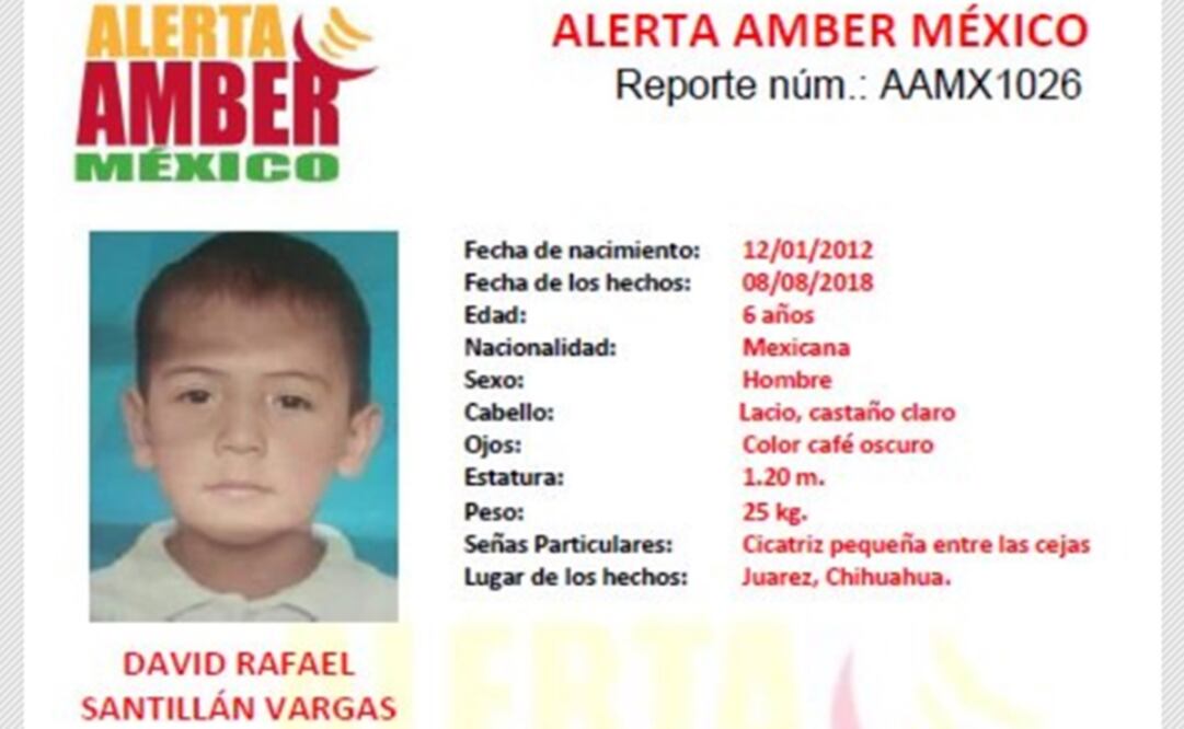 David Rafael Santillán Vargas desapareció el pasado 8 de agosto en Ciudad Juárez, Chihuahua. Foto: Alerta AMBER 