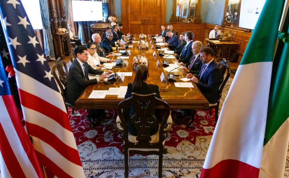 Reunión entre la presidenta de México, Claudia Sheinbaum, y el Secretario del Departamento de Seguridad Interior de Estados Unidos, Markwayne Mullin. Foto: X @Claudiashein