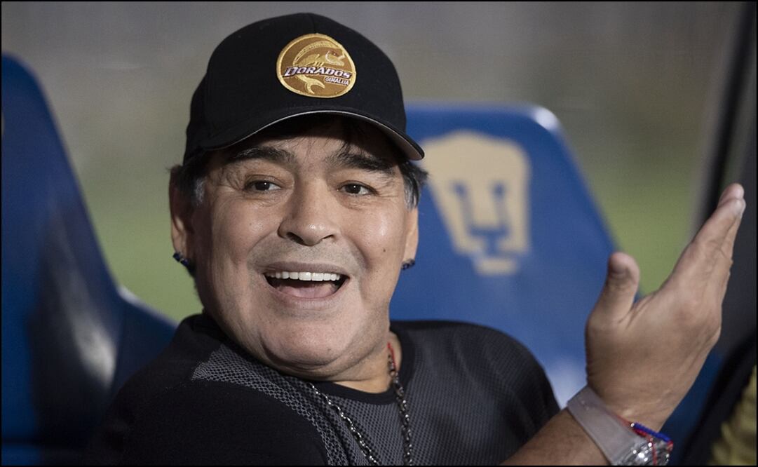 MARADONA DURANTE EL JUEGO DE LOS DORADOS DE SINALOA ANTE LOS PUMAS DE LA UNAM EN LA CIUDAD DE MÉXICO. FOTO/IMAGO7