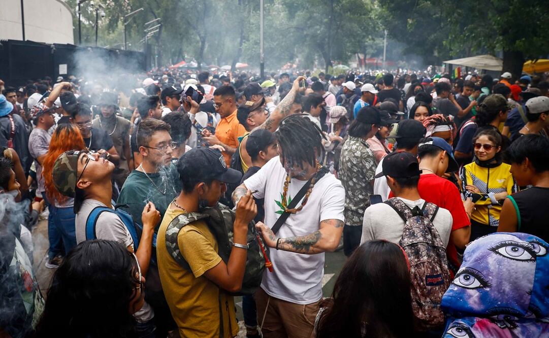 Al grito de “la ley tiene un hueco, derechos al pacheco”,“la mota legal eleva la moral” y “tierra para sembrarla, libertad para fumarla”. Foto: Diego Simón/ EL UNIVERSAL