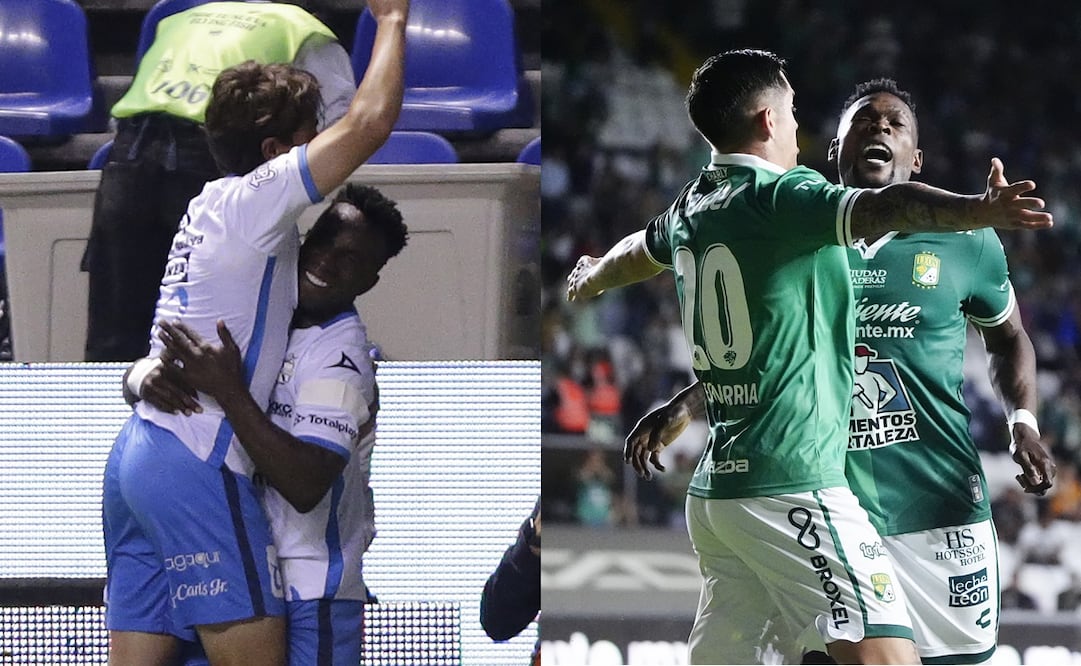 Puebla y León en festejo de gol, durante la fase regular del torneo Clausura 2026 - Fotos: Imago7