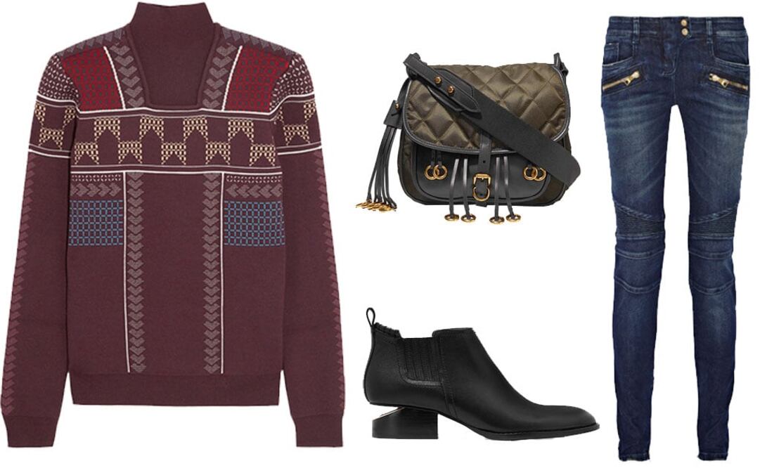 Sweater Peter Piloto $ 19,186.20 Botines Alexander Wang $10,077.60 Jeans Balmain $22,383.90 Bolso Prada $38,566.20’