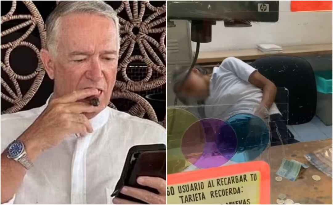 En la grabación, se aprecia a la trabajadora durmiendo profundamente mientras él espera por recargar su tarjeta. Foto: X y TikTok