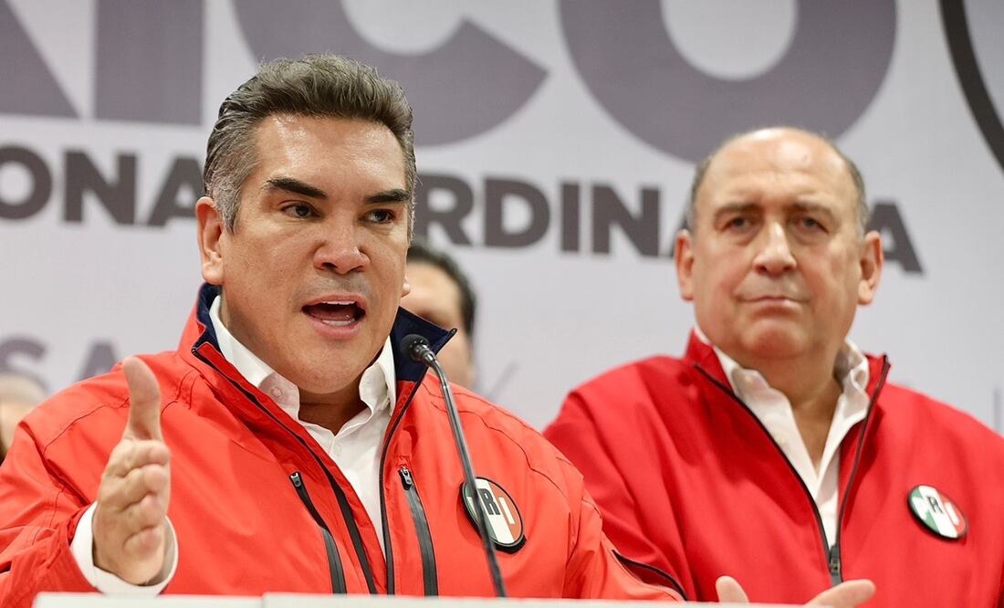 Alejandro “Alito” Moreno Cárdenas en conferencia de prensa junto a Rubén Moreira. Foto: Berenice Fregoso / EL UNIVERSAL