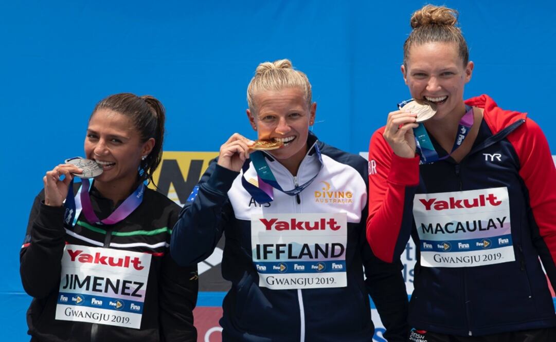 Adriana Jiménez (left) made history in the 2019 FINA World Championship - Photo: Taken from Gwanju 2019 Twitter account