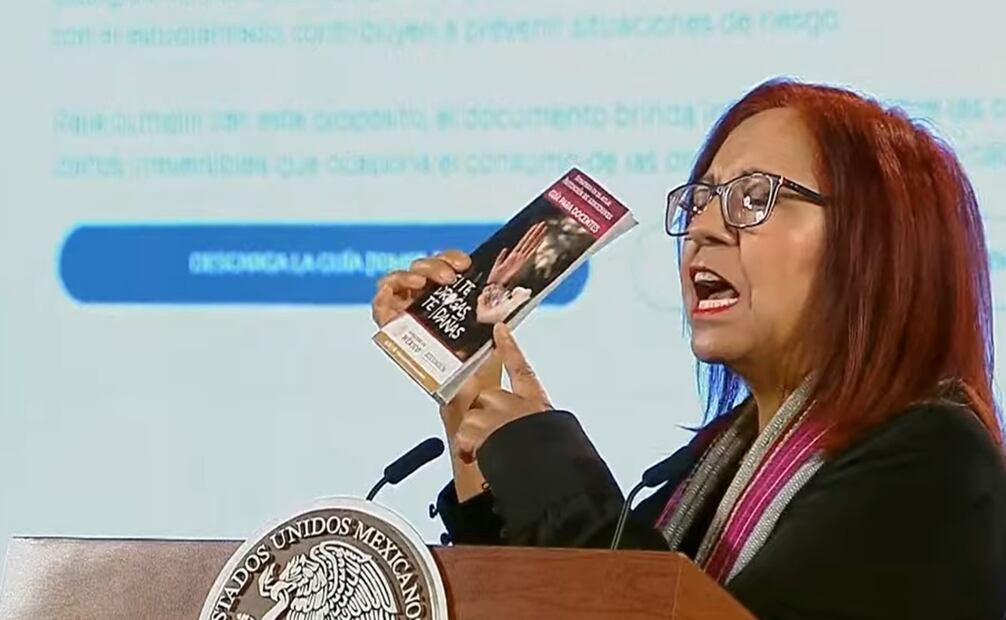 Leticia Ramírez Amaya menciona que inicia la campaña contra las drogas en secundarias y preparatorias. Foto: Captura de pantalla
