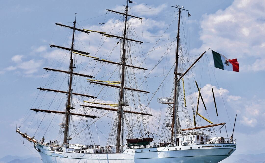 El Buque Escuela Cuauhtémoc tiene una eslora (largo) de 90.5 metros y manga (ancho) de 12 metros. Foto: Berenice Fregoso / EL UNIVERSAL