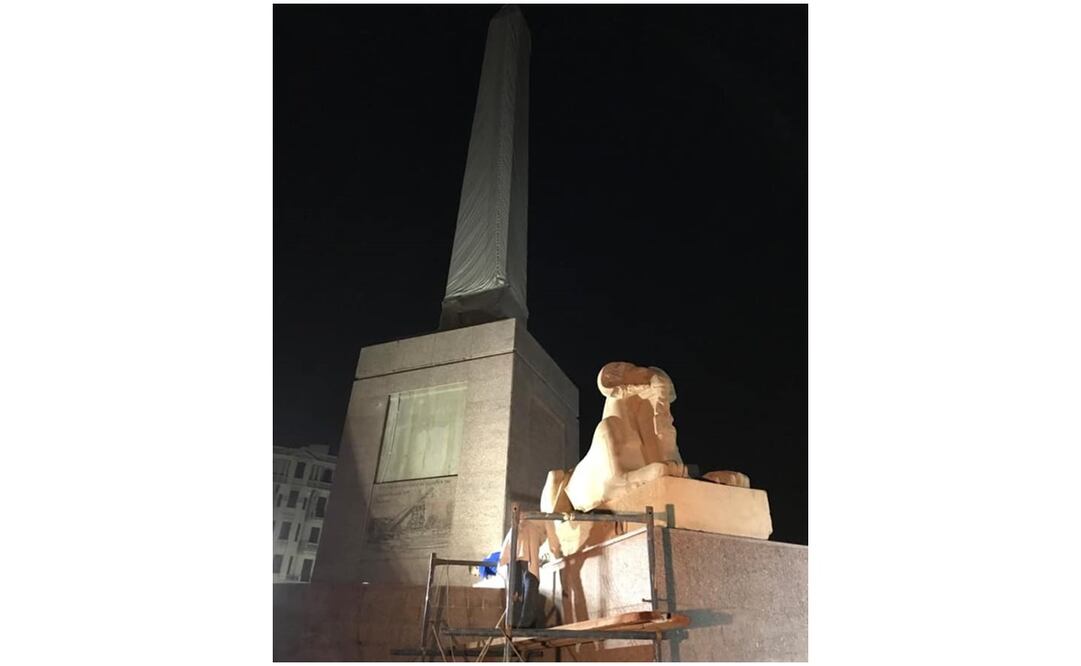 Uno de los cuatro carneros de Luxor que fueron trasladados a un espacio público en El Cairo. Foto: Ministerio de Antigüedades de Egipto