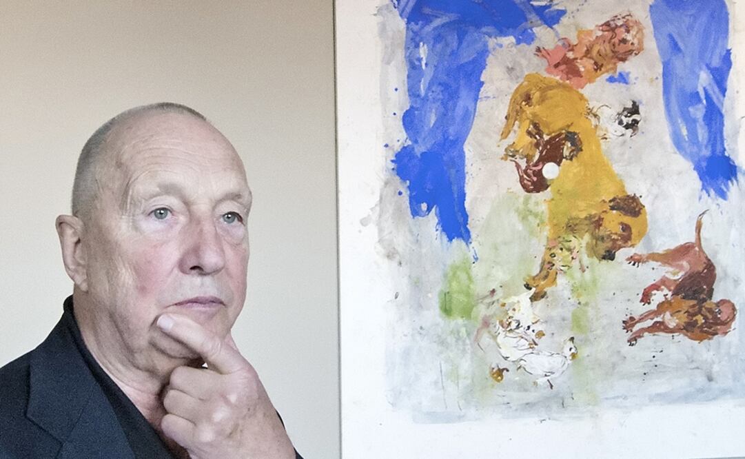 El artista Georg Baselitz con su obra "Statement". Foto: Archivo AP / Jens Meyer