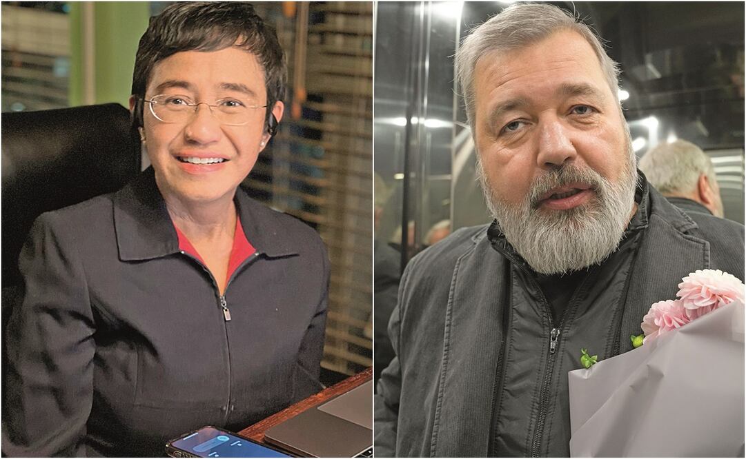María Ressa ha destapado escándalos en torno a Duterte (izquierda). Dmitry Muratov cofundó un diario crítico del gobierno ruso. Fotos: EFE y Alexander Zemliachenko. AP
