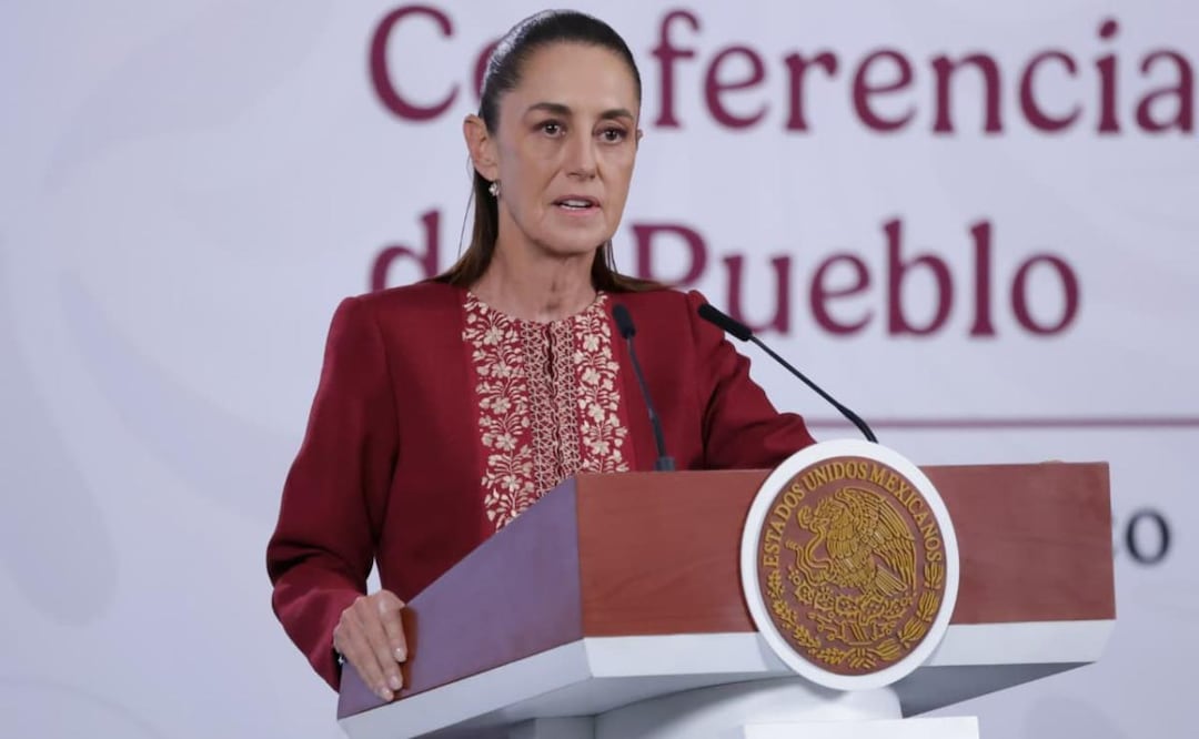 Presidenta Claudia Sheinbaum durante su conferencia de prensa desde Palacio Nacional este 7 de abril del 2026 (07/04/2026). Foto: Fernanda Rojas / EL UNIVERSAL