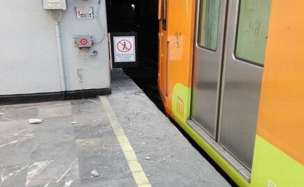 Por falla en vagón, tren del Metro se recarga sobre andén en Canal San Juan