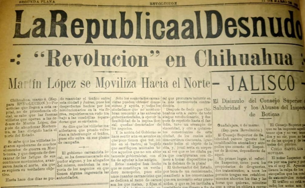 Nota del periódico "REVOLUCIÓN" en donde se menciona a Martín López. Cortesía Mario Alberto Trillo.