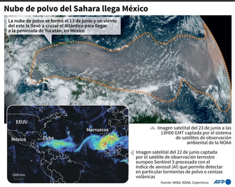 Así se ve la nube de polvo del Sahara que ya llegó al Caribe