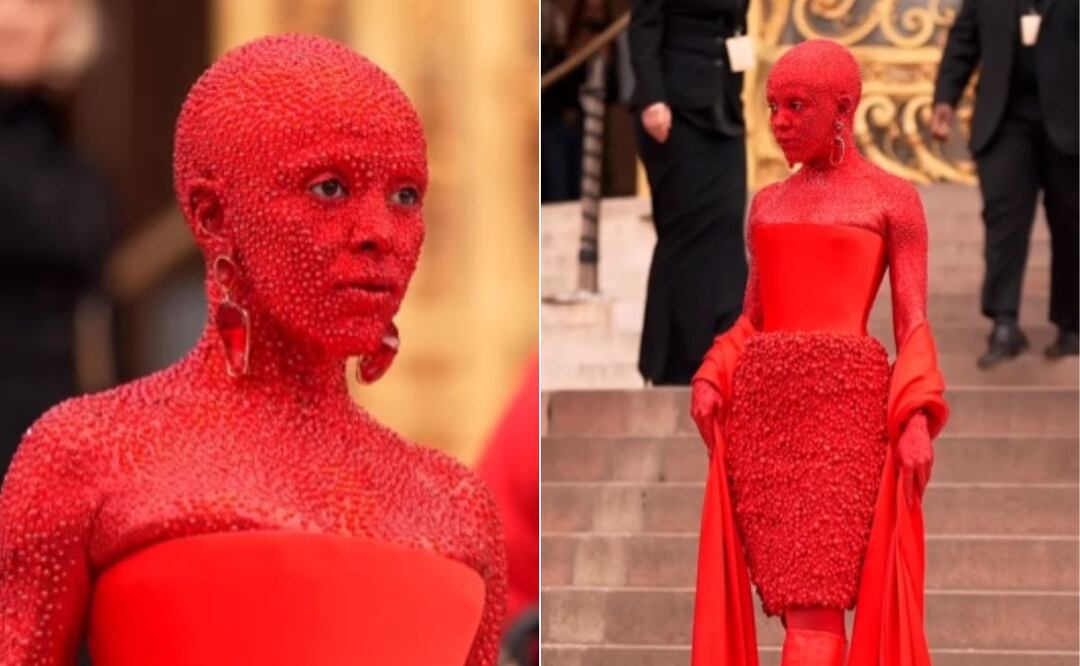 Doja Cat lució un maquillaje con más de 30 mil cristales para el desfile de Schiaparelli / Foto: Instagram @schiaparelli