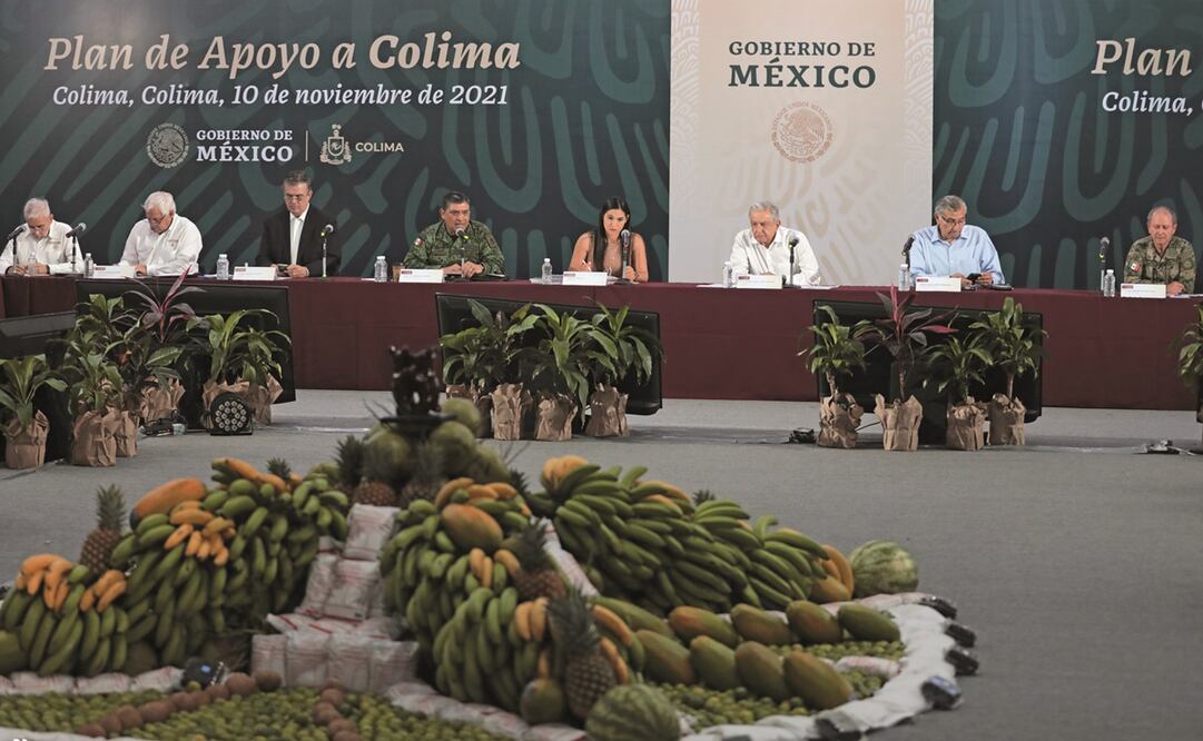 Los integrantes del gabinete federal presentaron el Plan de Apoyo a Colima durante una gira de trabajo del Presidente. Foto: Presidencia.
