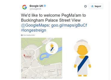 Google Maps celebra récord en el trono de la reina Isabel II
