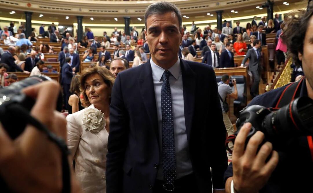 El líder socialista español, Pedro Sánchez, luego de la sesión del Congreso de España (Foto: EFE)