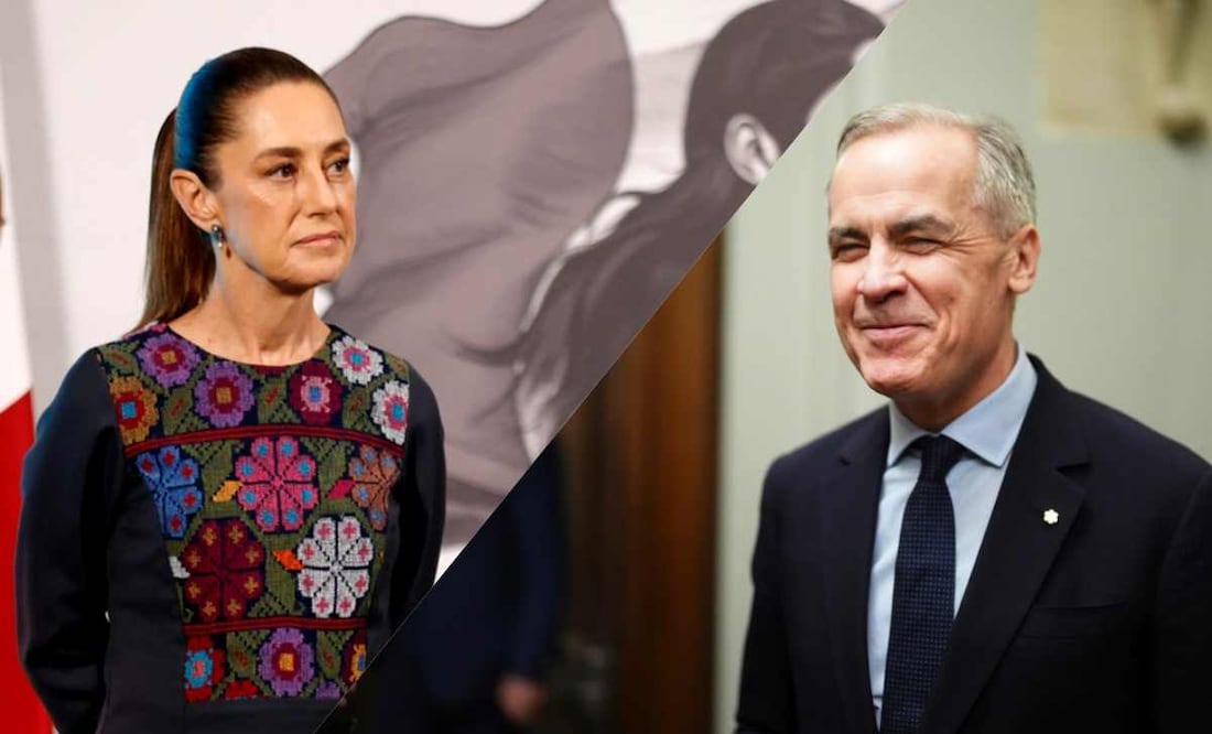 La presidenta Claudia Sheinbaum Pardo se reunirá con el primer ministro canadiense, Mark Carney. Foto: Diego Simón Sánchez/EL UNIVERSAL y AP.