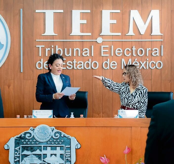 Martha Patricia Tovar Pescador al rendir protesta como la nueva presidenta del TEEM. Foto: Especial