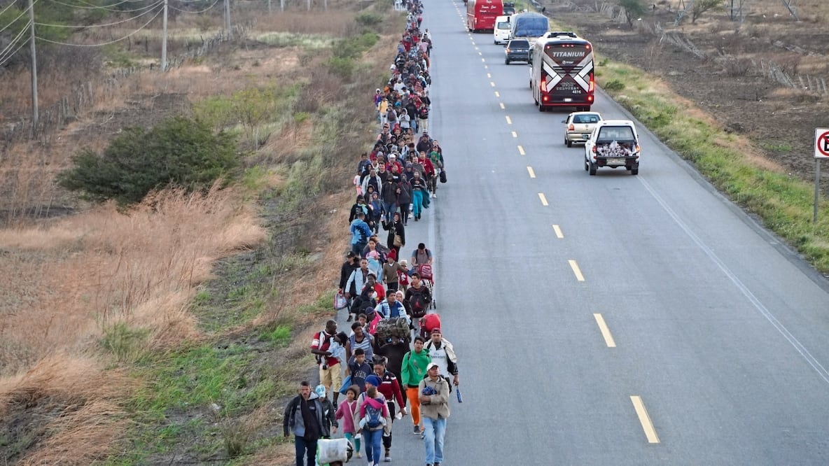 Integrantes de la caravana, caminan cientos de kilómetros bajos condiciones adversas. Foto: Rusvel Rascado