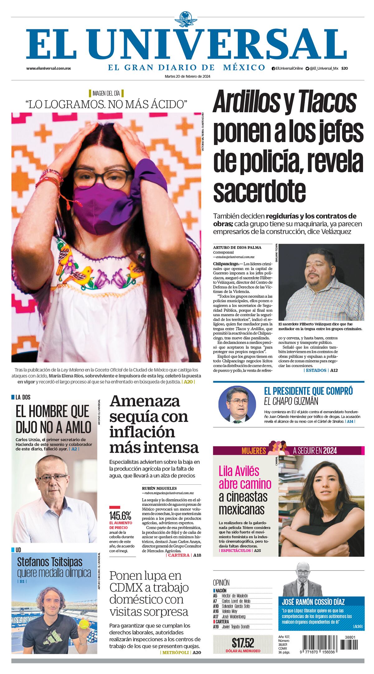 Portada impresa 20 de febrero de 2024