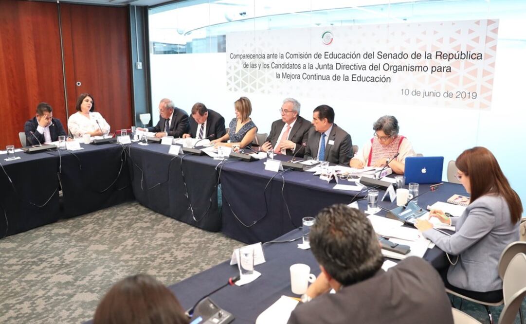 Comparecencia de las y los aspirantes a la Junta Directiva del Organismo para la mejora continua de la educación / Tomada de Twitter @senadomexicano