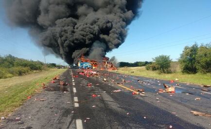 Choca autobús en carretera Cd. Victoria-Monterrey