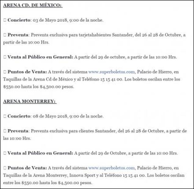 Katy Perry anuncia conciertos en México 