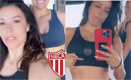 Eva Longoria apoya al Necaxa durante su rutina de ejercicio