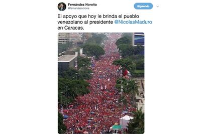 Fernández Noroña presume falsa foto de apoyo a Maduro; lo tunden en redes