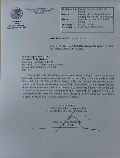 Fiscalía Militar rechaza acción penal contra general que criticó a AMLO en TikTok