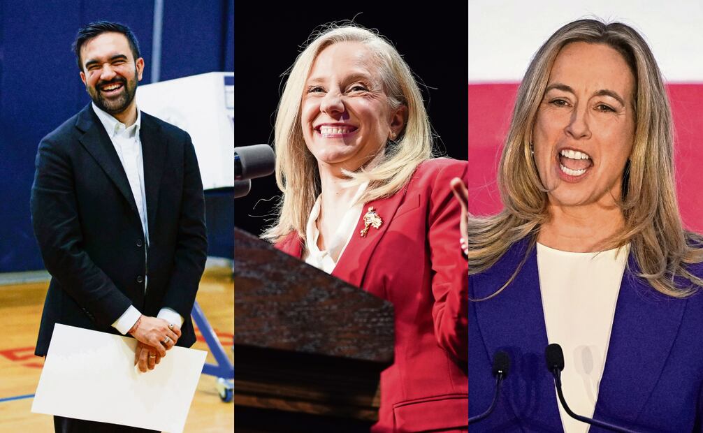 Los demócratas Zohran Mamdani, Abigail Spanberger y Mikie Sherrill. Fotos: Leonardo Muñoz / AFP, Stephanie Scarbrough / AP y Matt Rourke / AP
