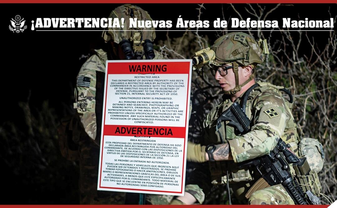 EU designa ciertas áreas de la frontera sur de Estados Unidos como áreas de defensa nacional. Foto: X @USEmbassyMEX