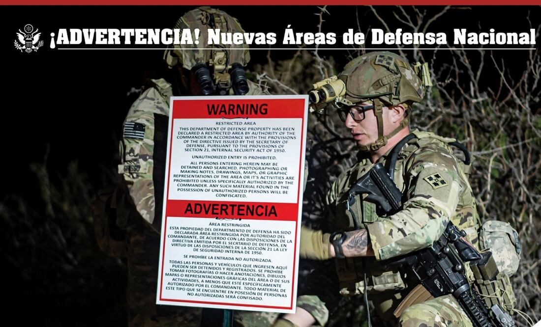 EU designa ciertas áreas de la frontera sur de Estados Unidos como áreas de defensa nacional. Foto: X @USEmbassyMEX
