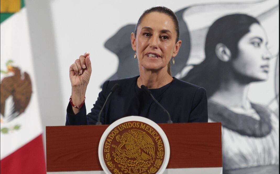 La presidenta Claudia Sheinbaum en su conferencia mañanera del 8 de julio de 2025. Foto: Carlos Mejía/EL UNIVERSAL