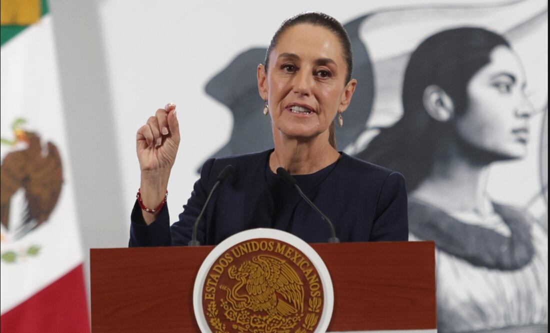 La presidenta Claudia Sheinbaum en su conferencia mañanera del 8 de julio de 2025. Foto: Carlos Mejía/EL UNIVERSAL