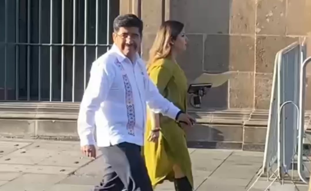 Hugo Aguilar, presidente de la Suprema Corte de Justicia de la Nación, acude a reunión con Claudia Sheinbaum en Palacio Nacional. Foto: Captura de video