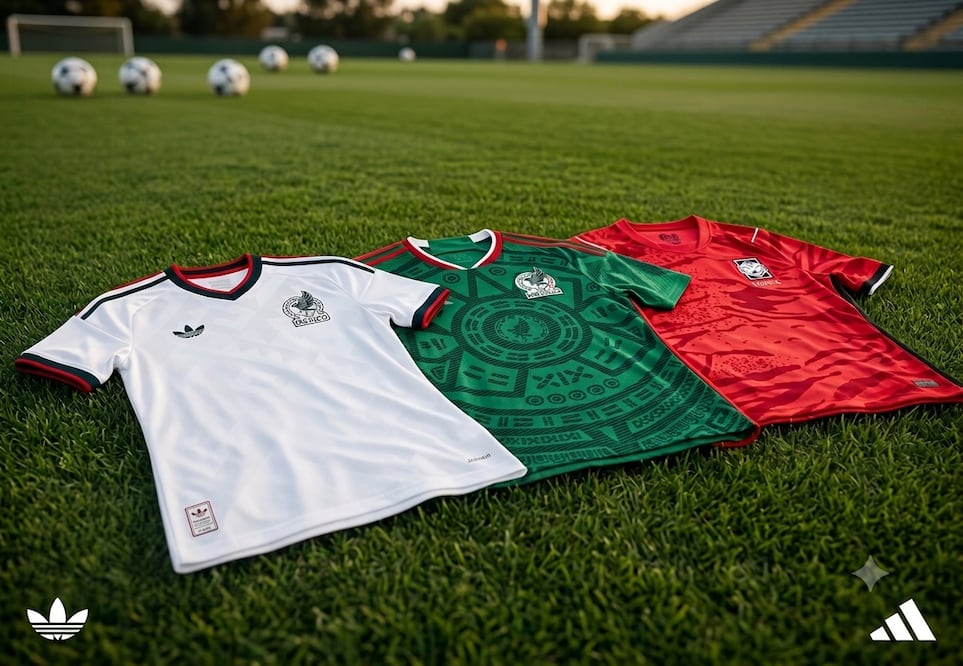 Jerseys de la fiesta del futbol. Foto: Generada con IA
