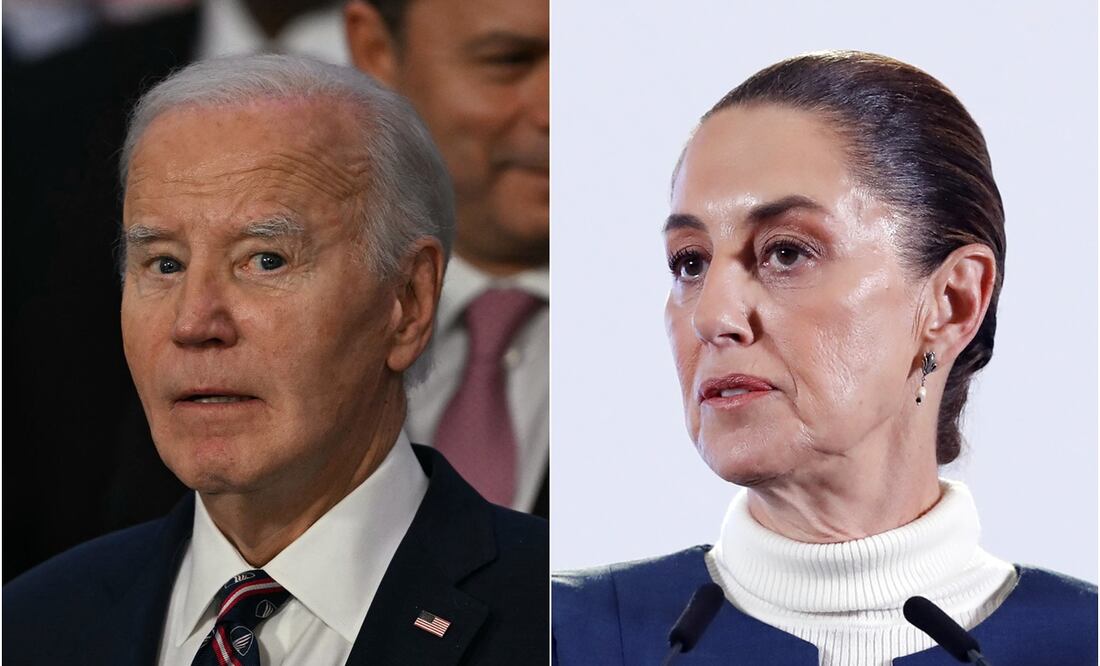 Loe Biden, presidente de Estados Unidos y Claudia Sheinbaum, presidenta de México. Foto: AFP y EFE