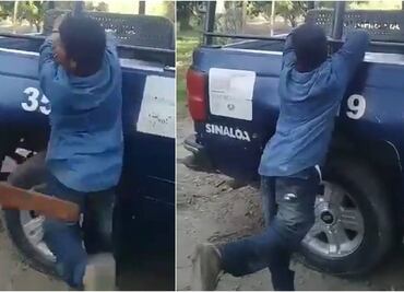 Policías de Escuinapa tablearon a detenido esposado a patrulla, confirma Seguridad Pública de Sinaloa VIDEO