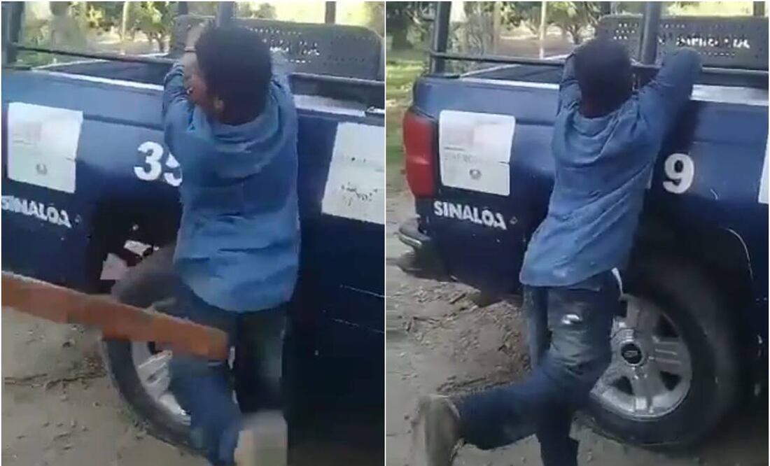 Policía municipal de Sinalo golpea a detenido. Foto: Especial