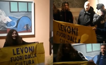 Animalistas manchan el cristal de una obra de Picasso en protesta contra la industria de carne en Italia