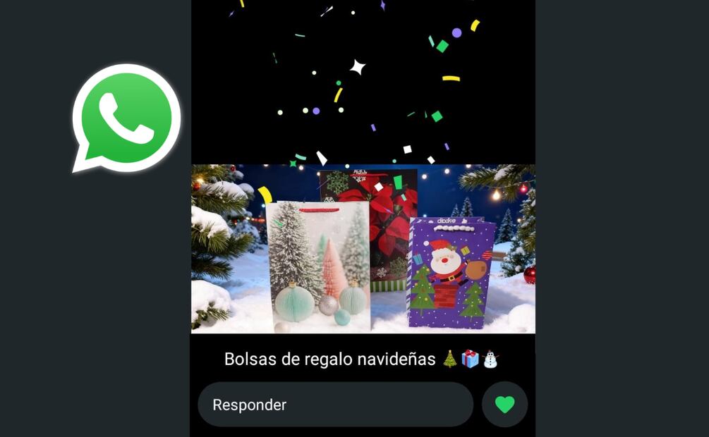 El efecto confeti de WhatsApp aparece sal reaccionar a los estados. Foto: Captura de pantalla