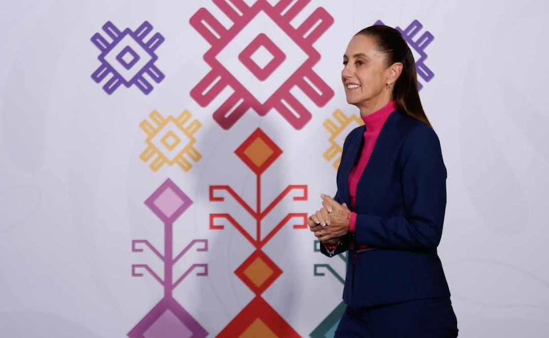 La presidenta Claudia Sheinbaum durante la mañanera del 7 de enero del 2026. Foto: Diego Simón / EL UNIVERSAL