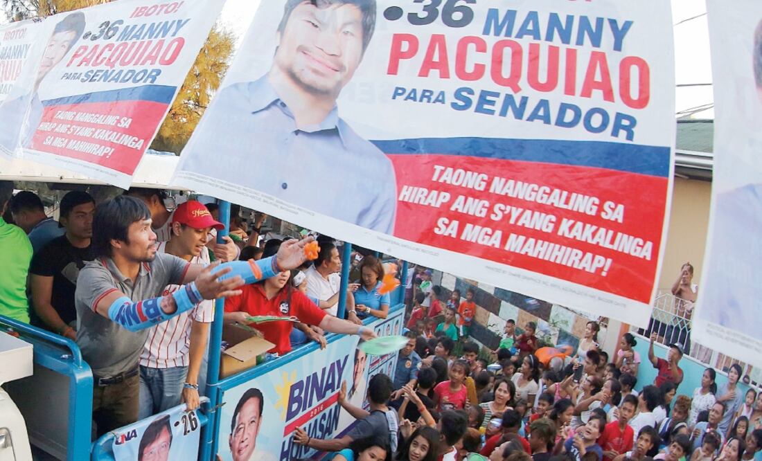 El candidato al Senado filipino Manny Pacquiao, en un mitin político (FRANCIS R. MALASIG. EFE)
